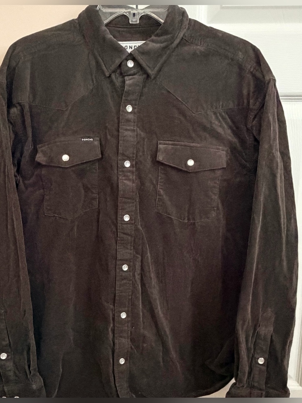 Poncho Charcoal Colored Regular Fit Men’s XL Pearl Snap Long Sleeve Button Up